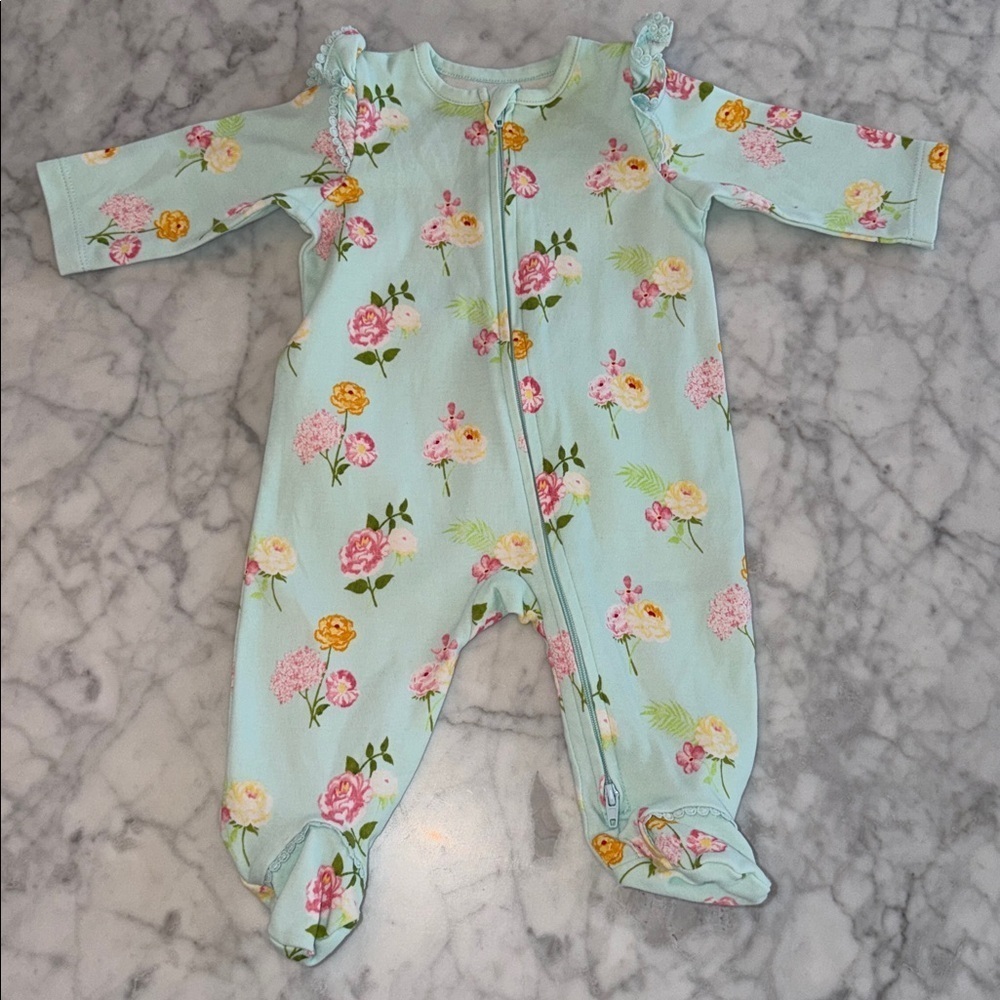 Little Me Floral Ruffle Footie 3M